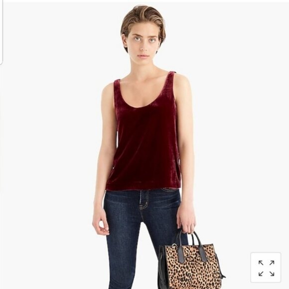 Burgundy J. Crew Velvet Sleeveless Top (NWT) - Picture 1 of 5